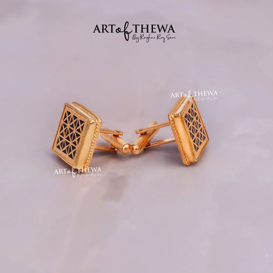 Thewa Jewellery Square Checks Cufflinks for Men