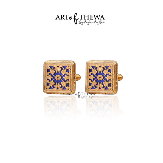 Thewa Jewellery Designer Square Floral Cufflinks