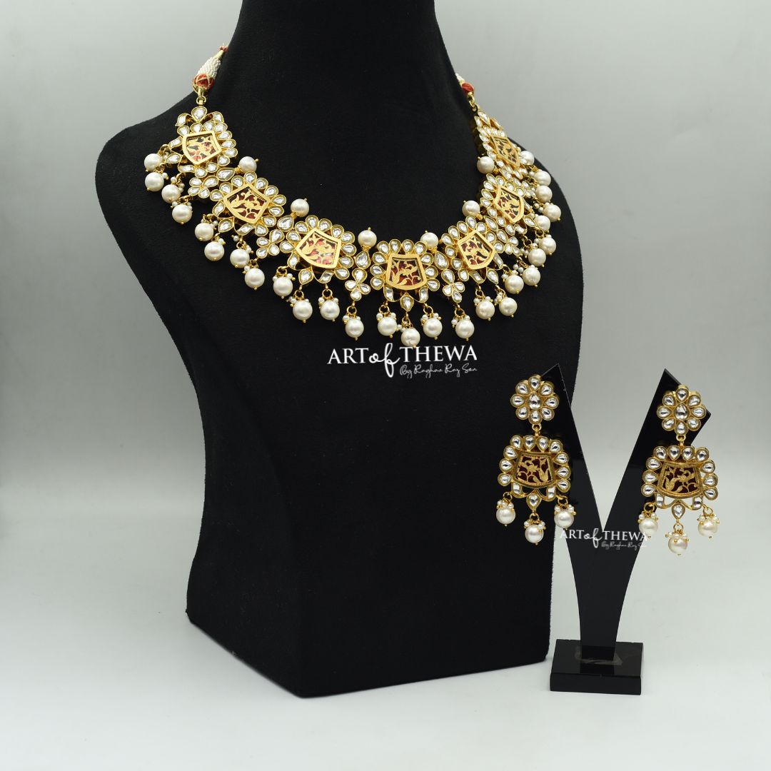 Art of Thewa Designer Anagh Polki Haar by Raghav Rajsoni