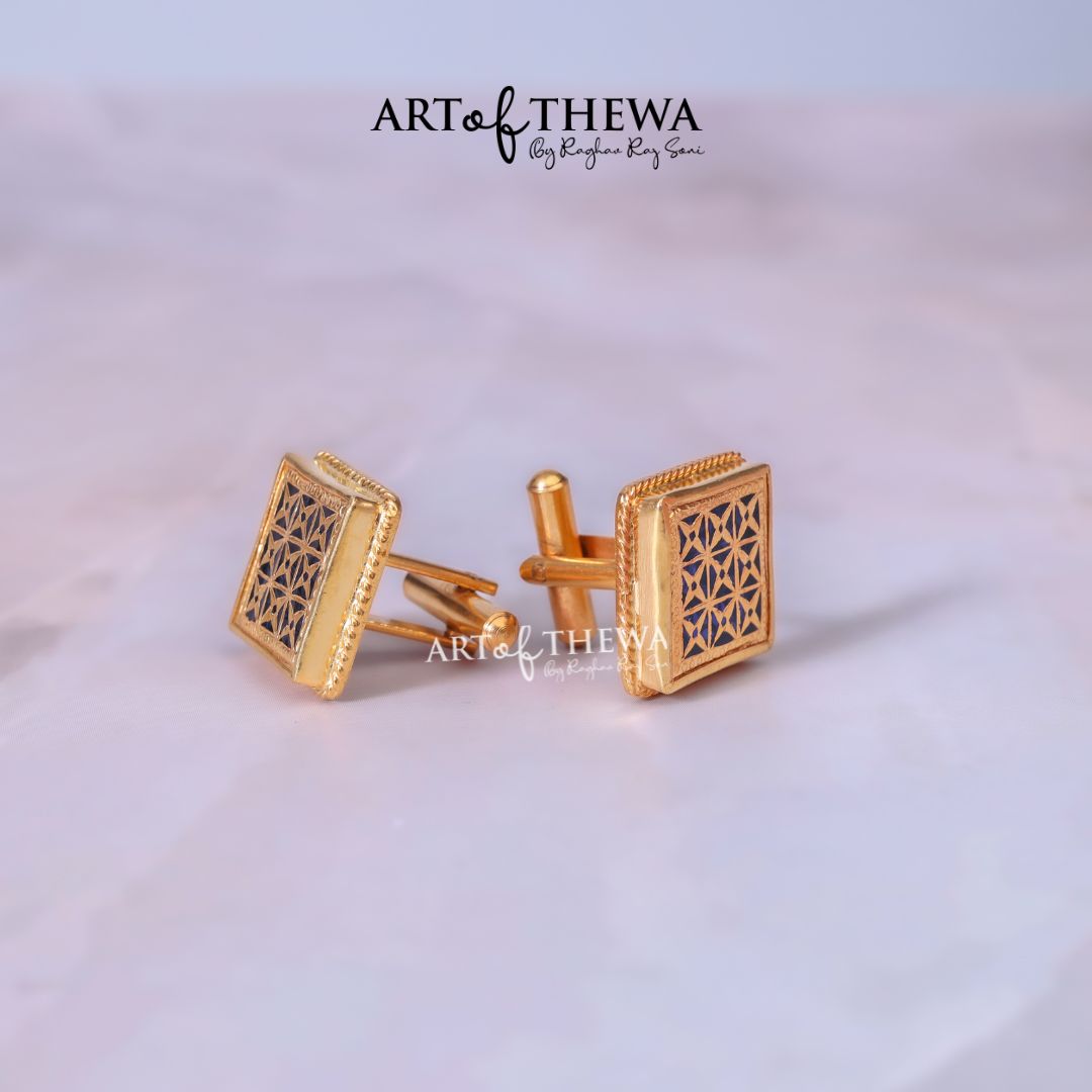 Thewa Jewellery Designer Square Floral Cufflinks