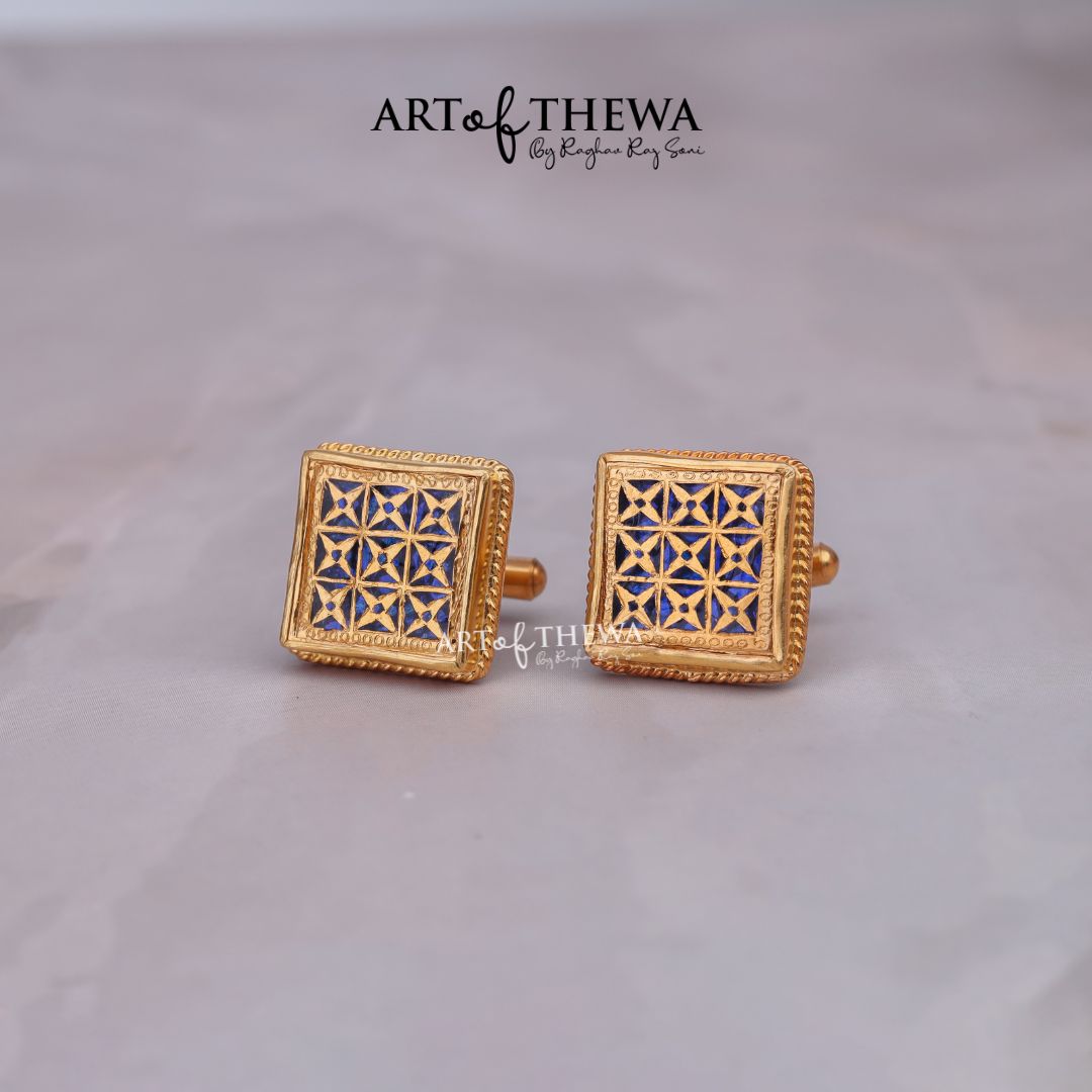 Thewa Jewellery Designer Square Floral Cufflinks
