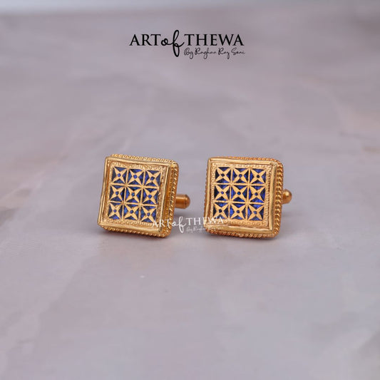 Thewa Jewellery Designer Square Floral Cufflinks