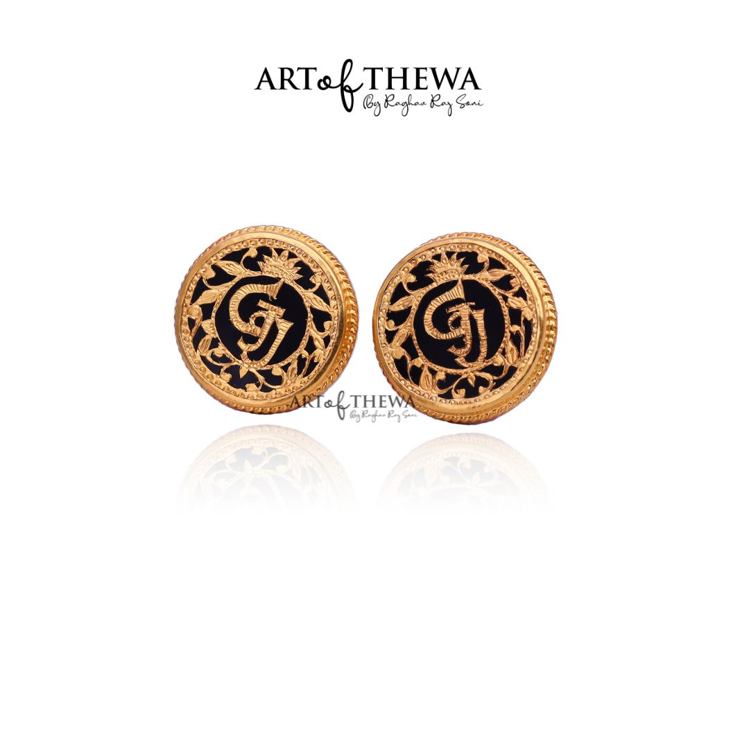 Original Thewa Jewellery Designer Round Cufflinks for Suit