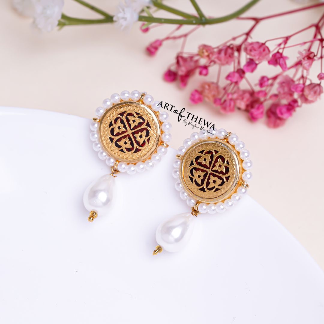 Pearl drop thewa art earrings