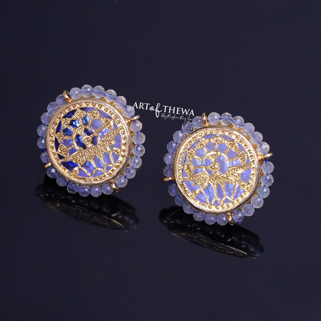 Dancing Peacock Lavender Thewa Earrings