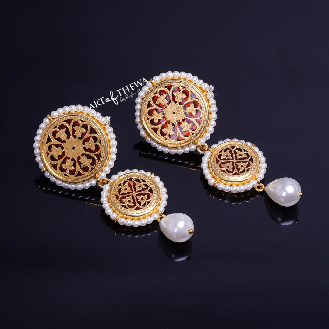 Double Step Floral Motif Earrings – A Symphony of Elegance and Grace