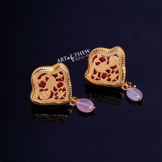 Peacock Fan Shape Earrings – A Regal Display of Elegance