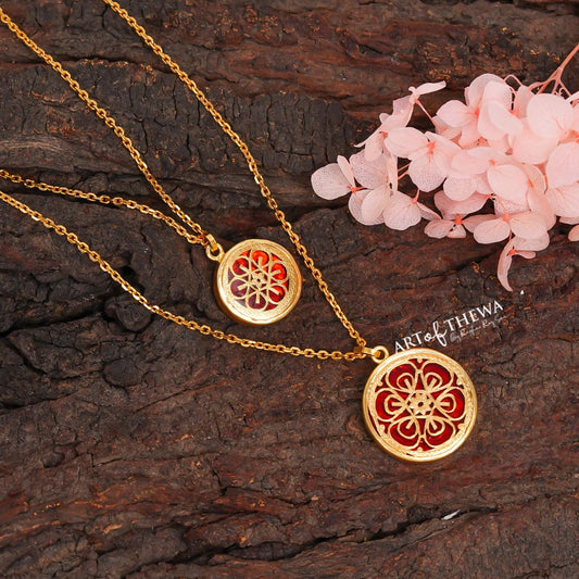Thewa art double chain pendant