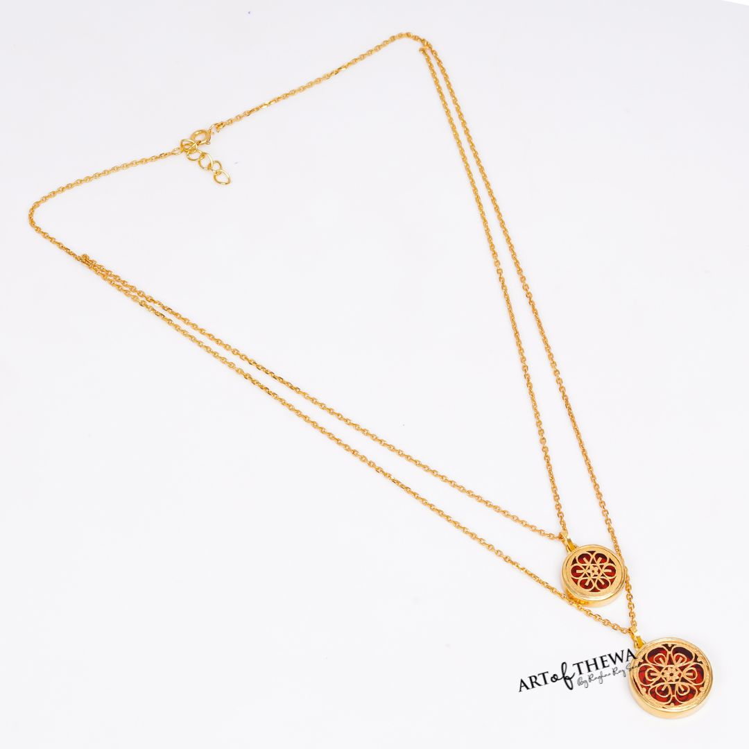 Thewa art double chain pendant