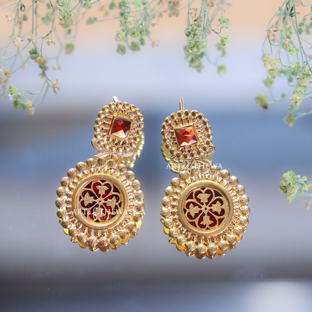 Fleur tijori collection Earings in Thewa art
