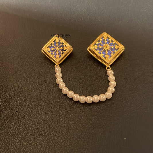 Art of Thewa Double lapel pin with pearl