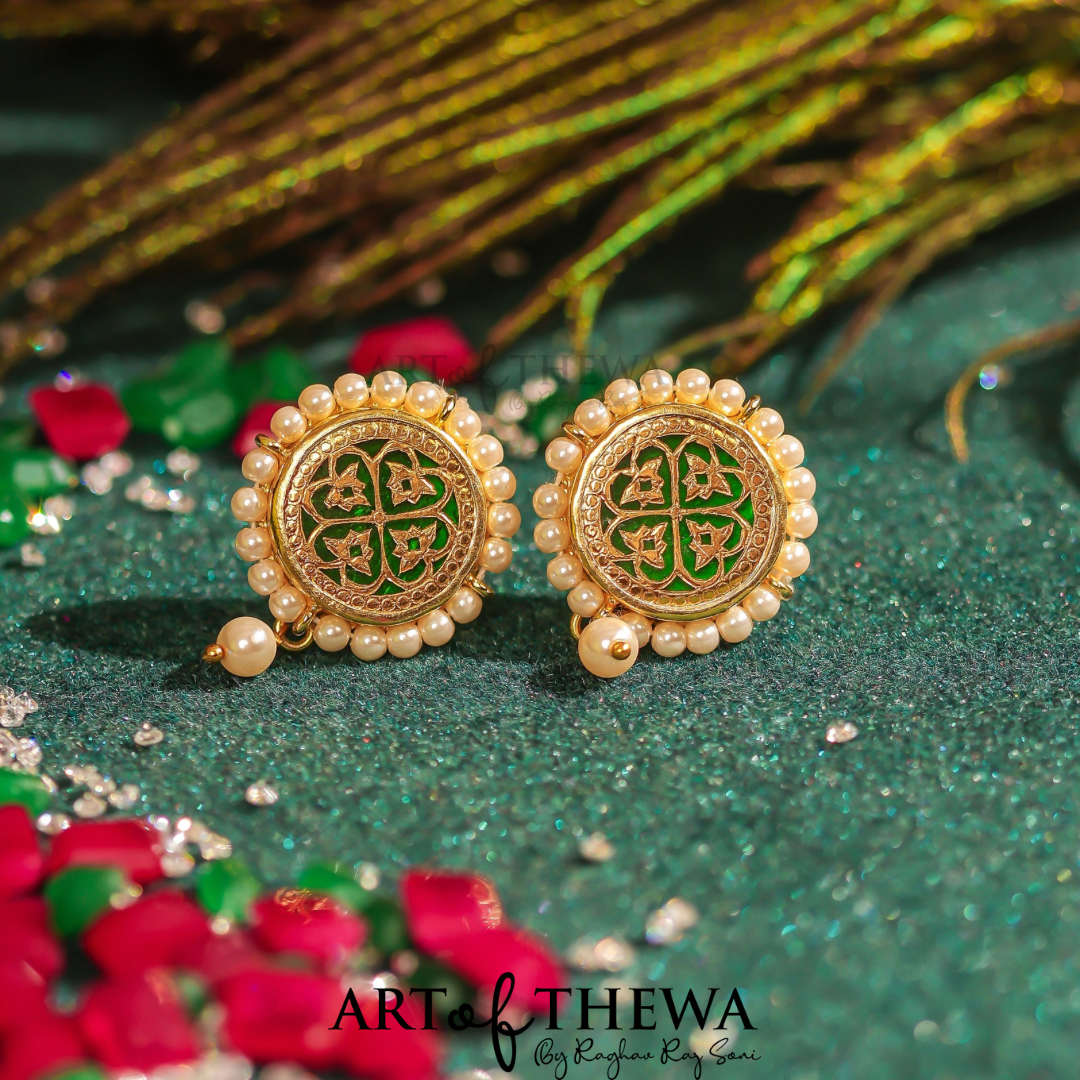 Ahyana Thewa jewellery Choker set rose gold pearl