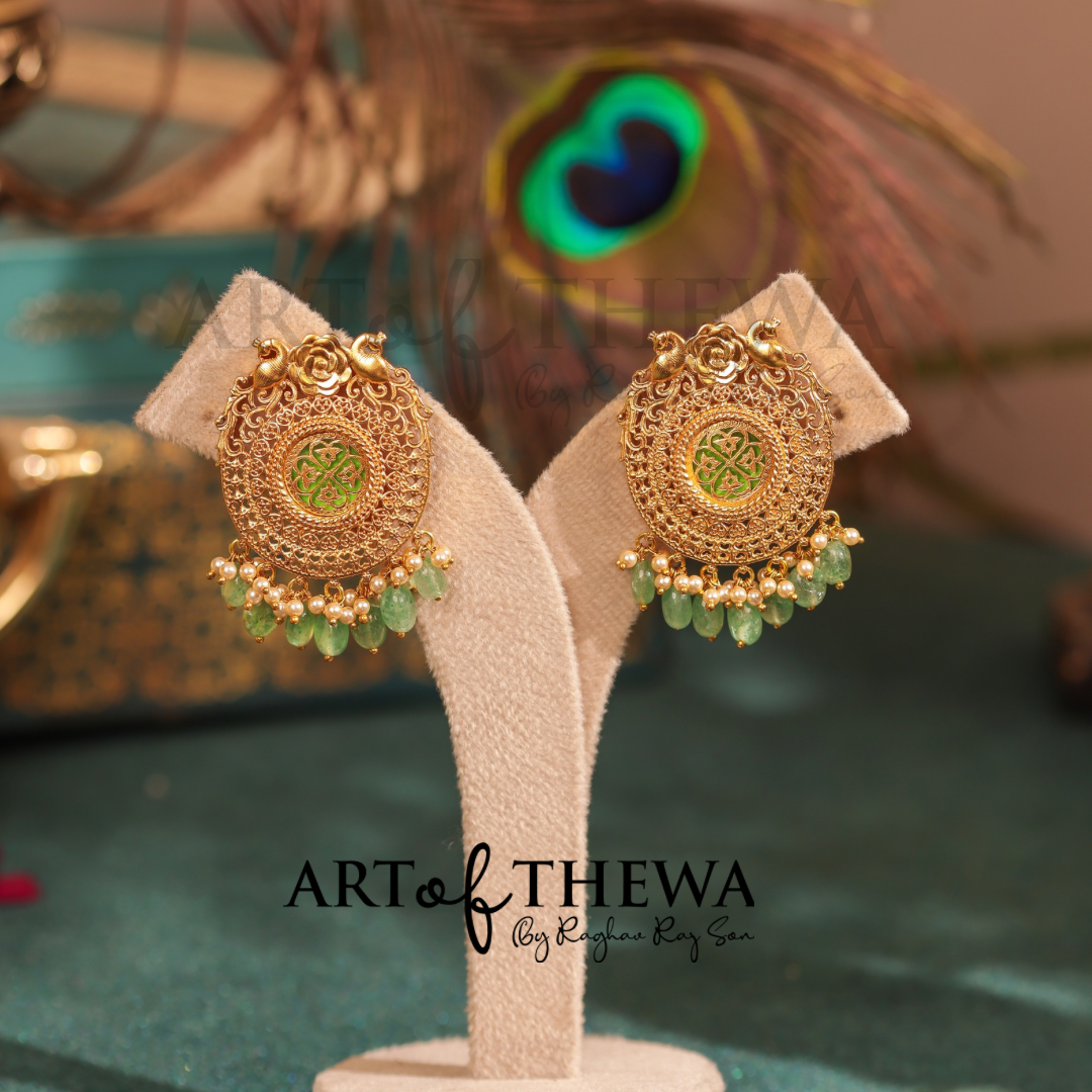 Amora peacock Thewa art Necklace set
