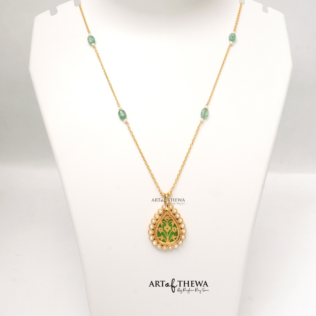Pear Art of Thewa Floral pendant with Pearl