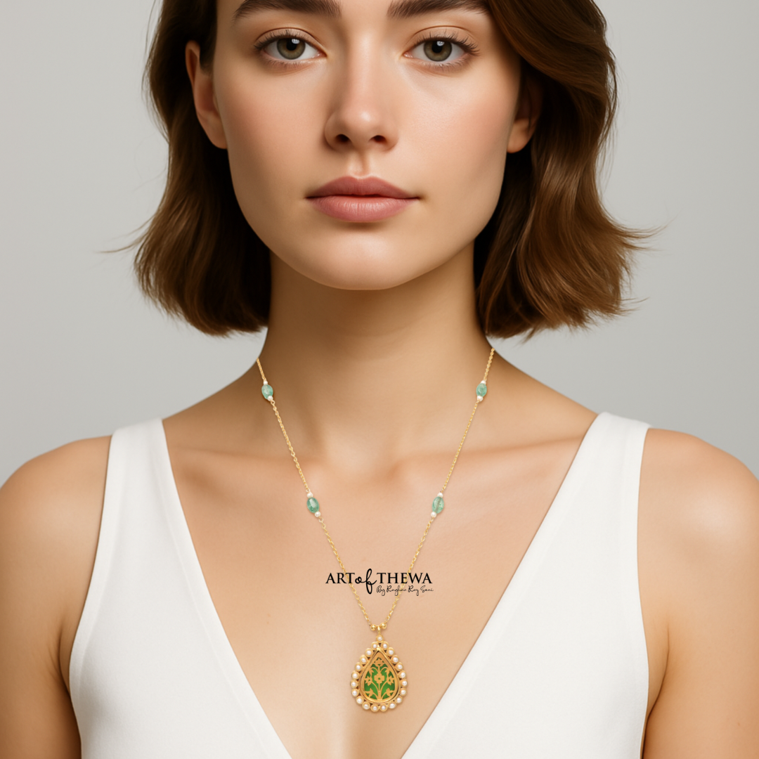 Pear Art of Thewa Floral pendant with Pearl