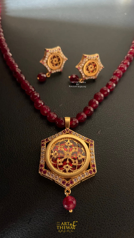 Art of Thewa jewellery Red hexagon Set