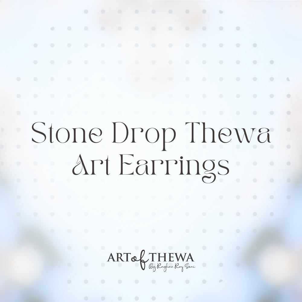 Stone Drop Thewa Art Earrings - A Regal Symphony of Elegance