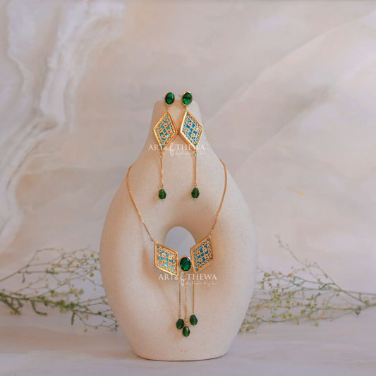 Diamond daisy Thewa art Necklace set