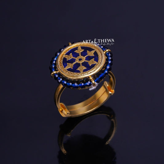 Art of Thewa 6 Petals Small Ring - A Masterpiece in Gold and Glass Craftsmanship