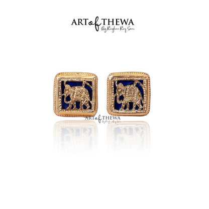 Thewa Jewellery Elephant Cufflinks for Men ( Square Shape)