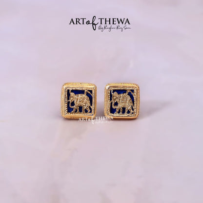 Thewa Jewellery Elephant Cufflinks for Men ( Square Shape)