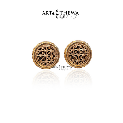 Original Thewa art Jewellery Round Cufflinks in checks design