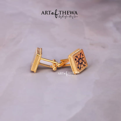 Thewa Jewellery Designer Square Floral Cufflinks