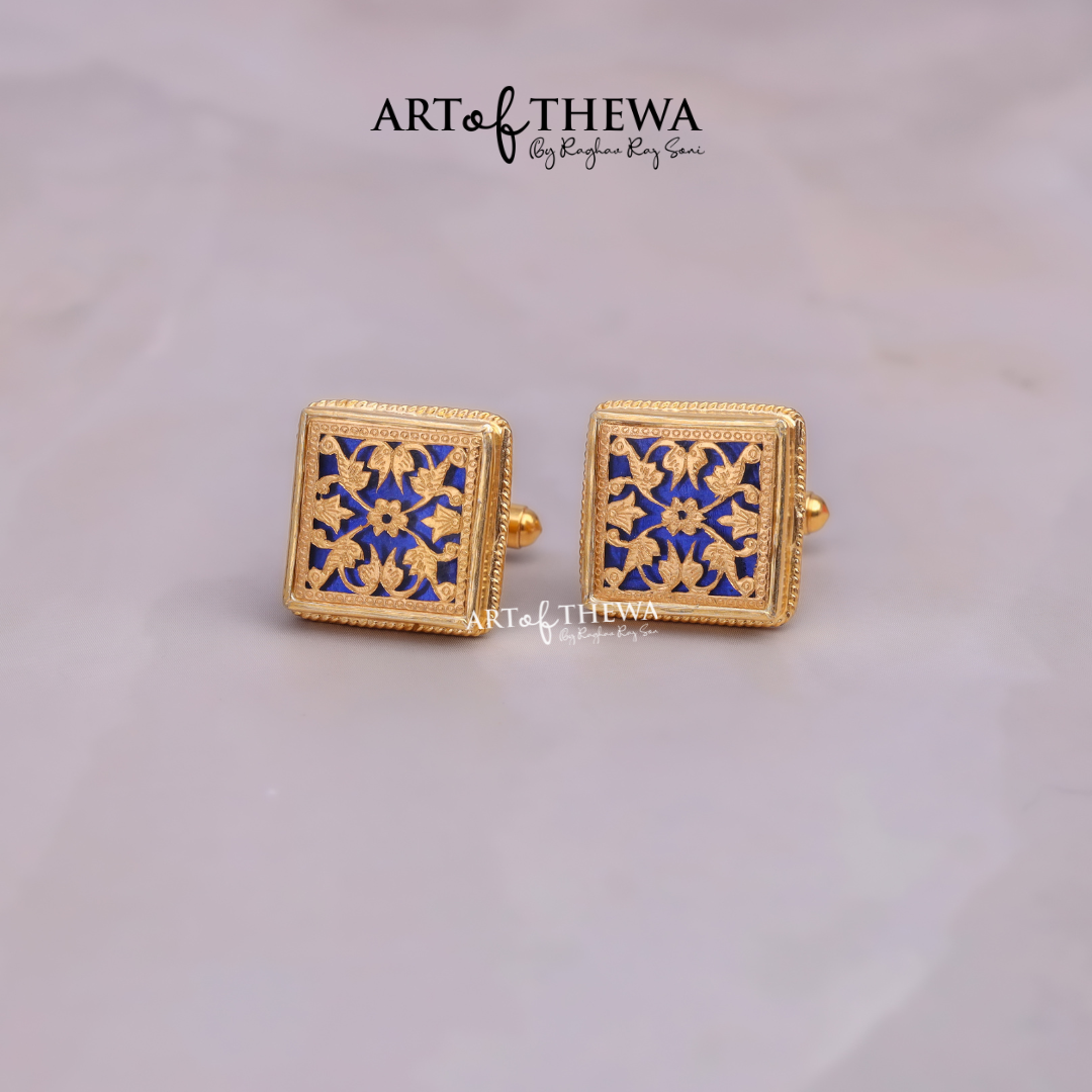 Thewa Jewellery Designer Square Floral Cufflinks