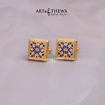 Thewa Jewellery Designer Square Floral Cufflinks