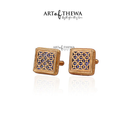 Thewa Jewellery Designer Square Floral Cufflinks