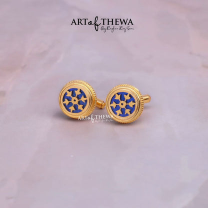 Original Art of Thewa Jewellery Designer Round Cufflinks for Suit