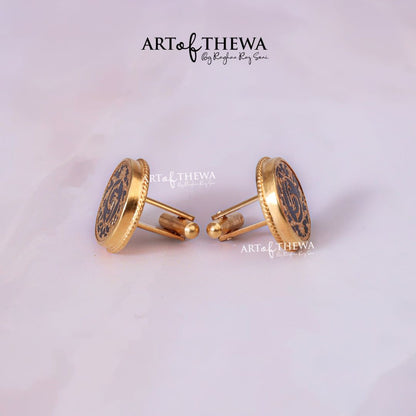 Original Thewa Jewellery Designer Round Cufflinks for Suit