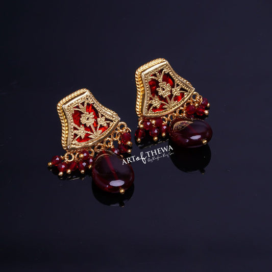 Farsa Thewa Art Earrings – A Fusion of Elegance and Tradition