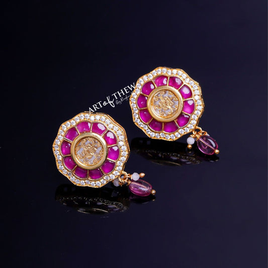 Pink Dazzling Earrings – A Symphony of Floral Elegance and Radiant Beauty