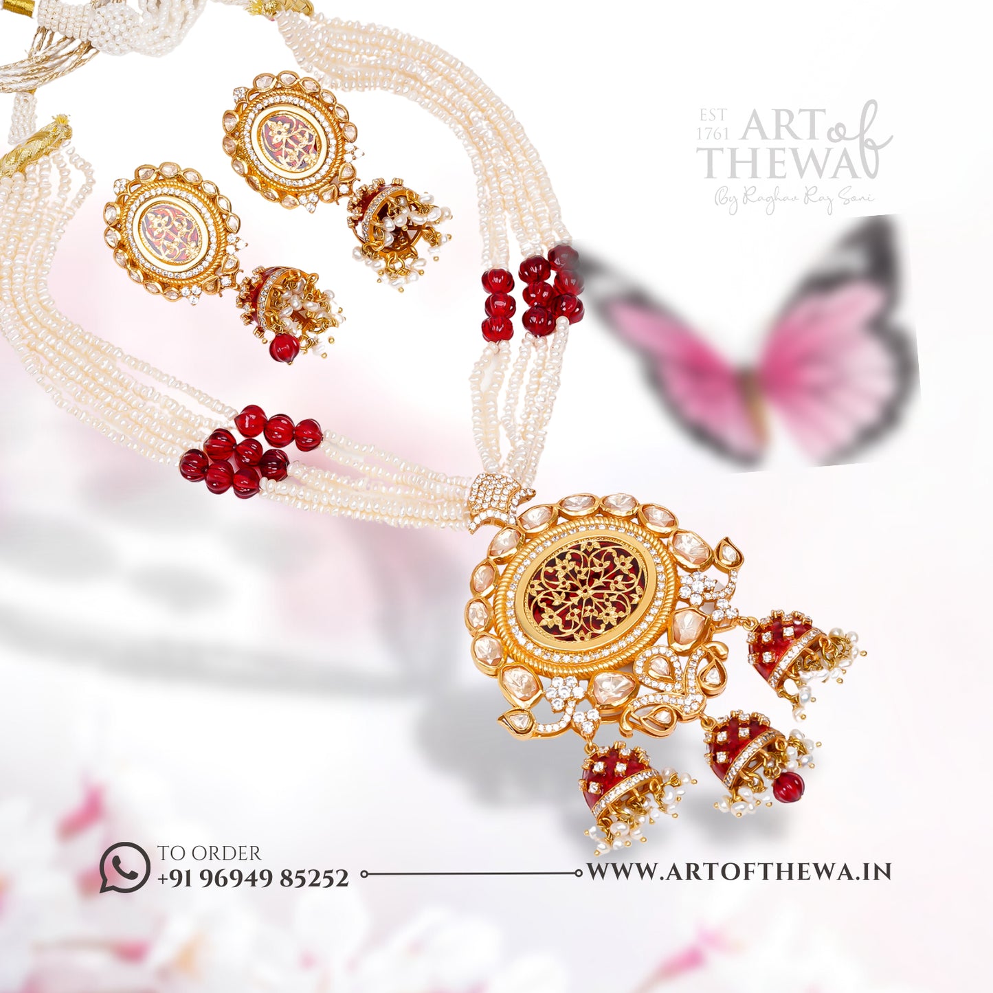 Regal Alekhya Thewa Art Necklace Set with Jhumki - A Majestic Statement of Opulence