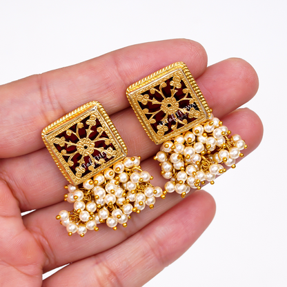 Majestic Mairy Thewa Art Earrings – Art of Thewa By Raghav Rajsoni