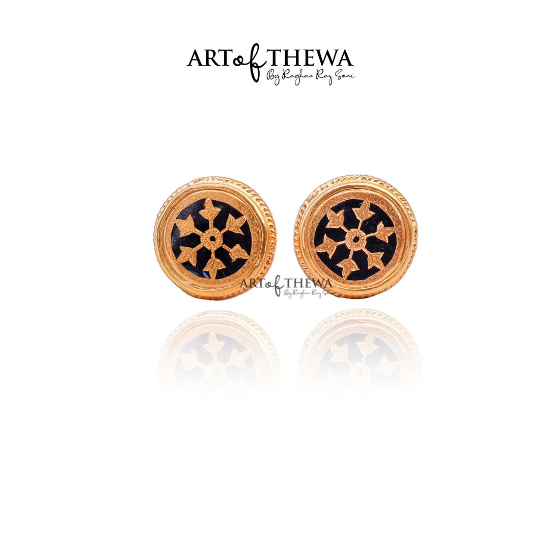 Original Art of Thewa Jewellery Designer Round Cufflinks for Suit