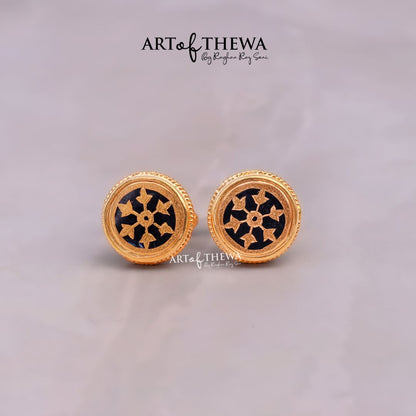 Original Art of Thewa Jewellery Designer Round Cufflinks for Suit