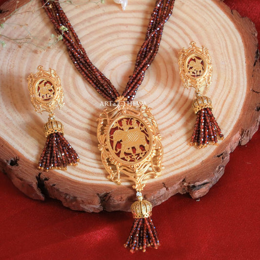 Regal Elephant Thewa art Designer Necklace set