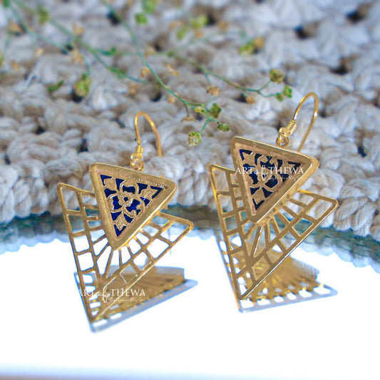 3D floral Thewa art Triangle earrings