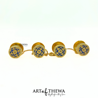 Thewa art Round blue kurta buttons