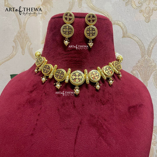 Rajwadi Elegance Thewa Jewellery Choker set