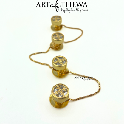 Thewa art round white kurta buttons